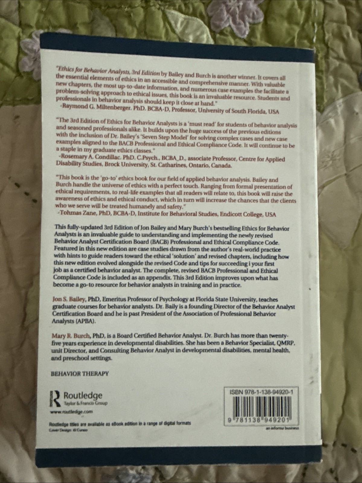 Ethics for Behavior Analysts by Jon S. Bailey and Mary Burch (2016, Paperback)