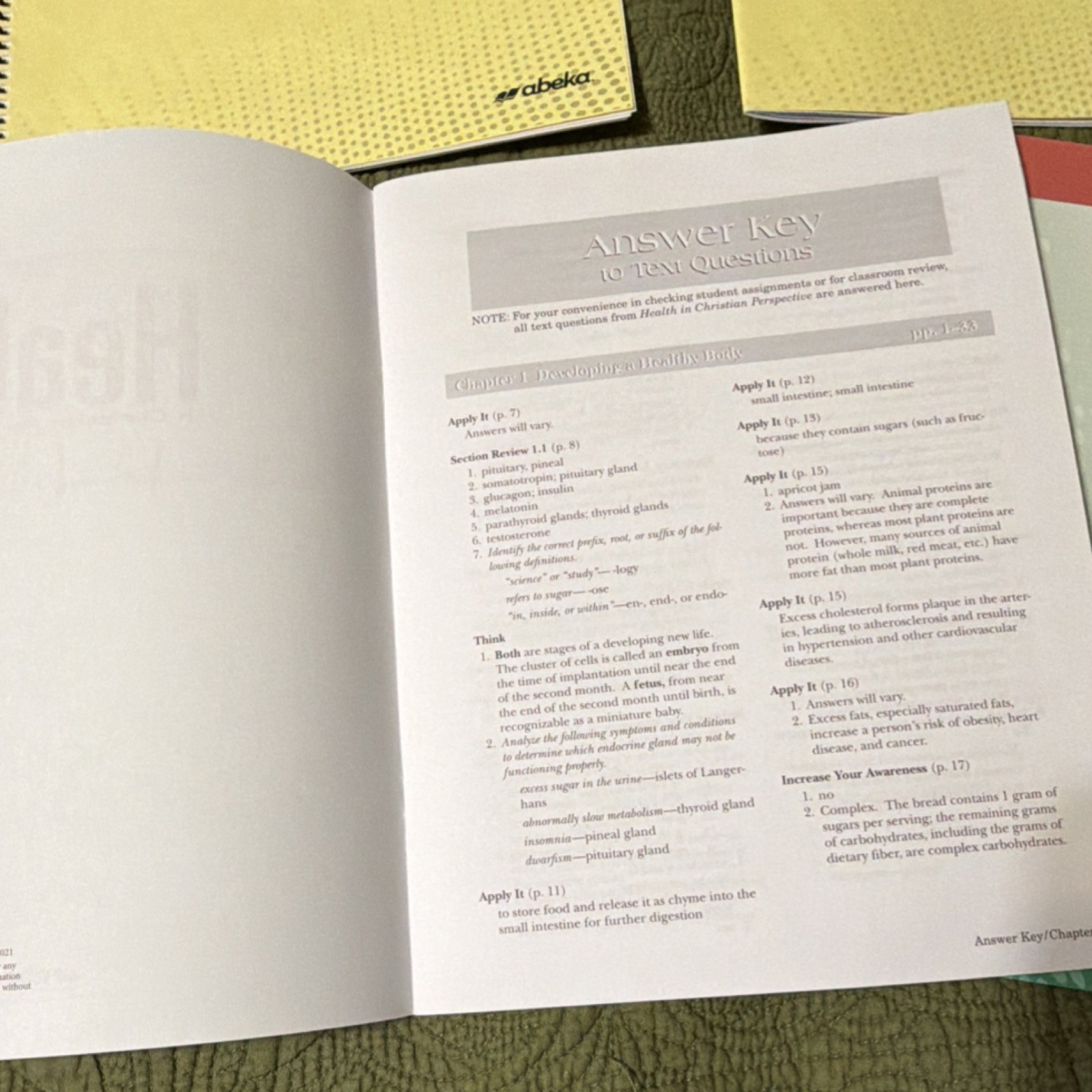 Abeka 9th grade Health-Physical Education I in Christian Perspective