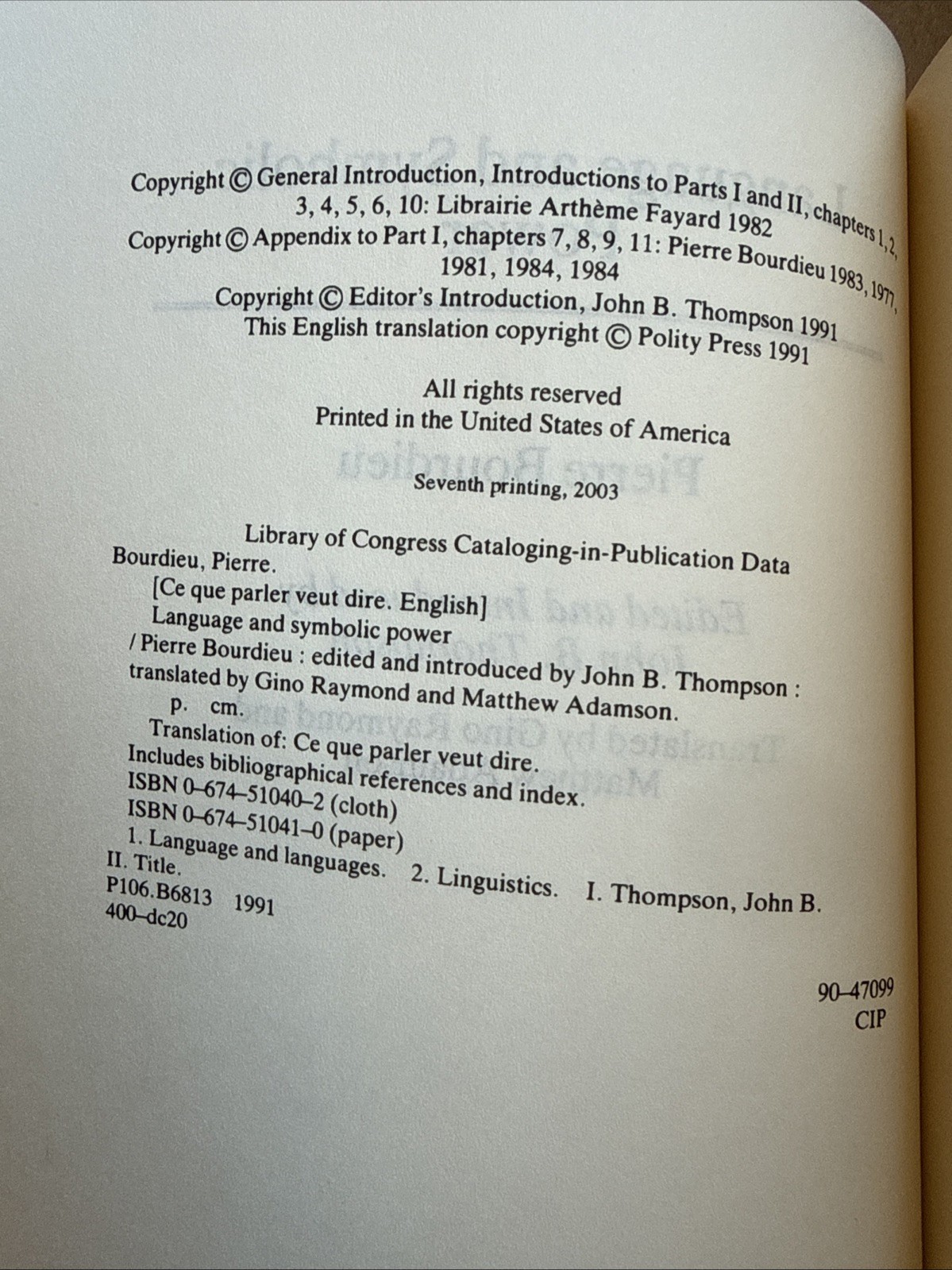 Language and Symbolic Power, by Bourdieu, Pierre; Thompson, John B….
