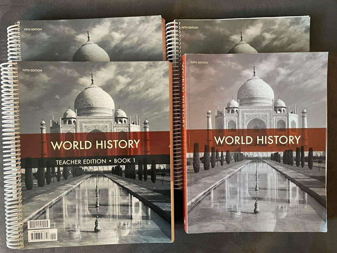 BJU Press WORLD HISTORY – Teacher Editions (1 & 2), Answer Key, and Student Text