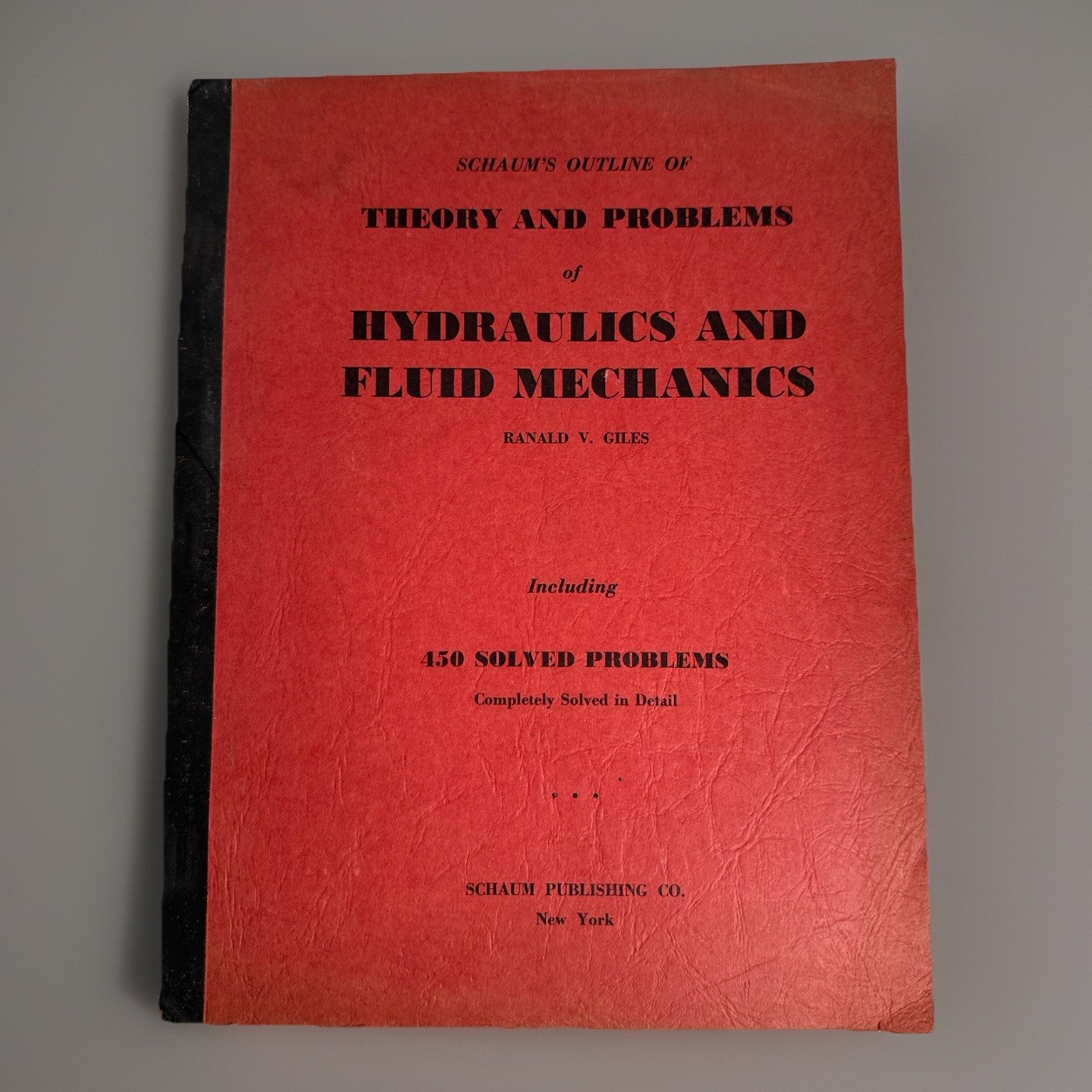 Vtg Schaums Hydraulics & Fluid Mechanics Giles 1956 Early Edition Engineering