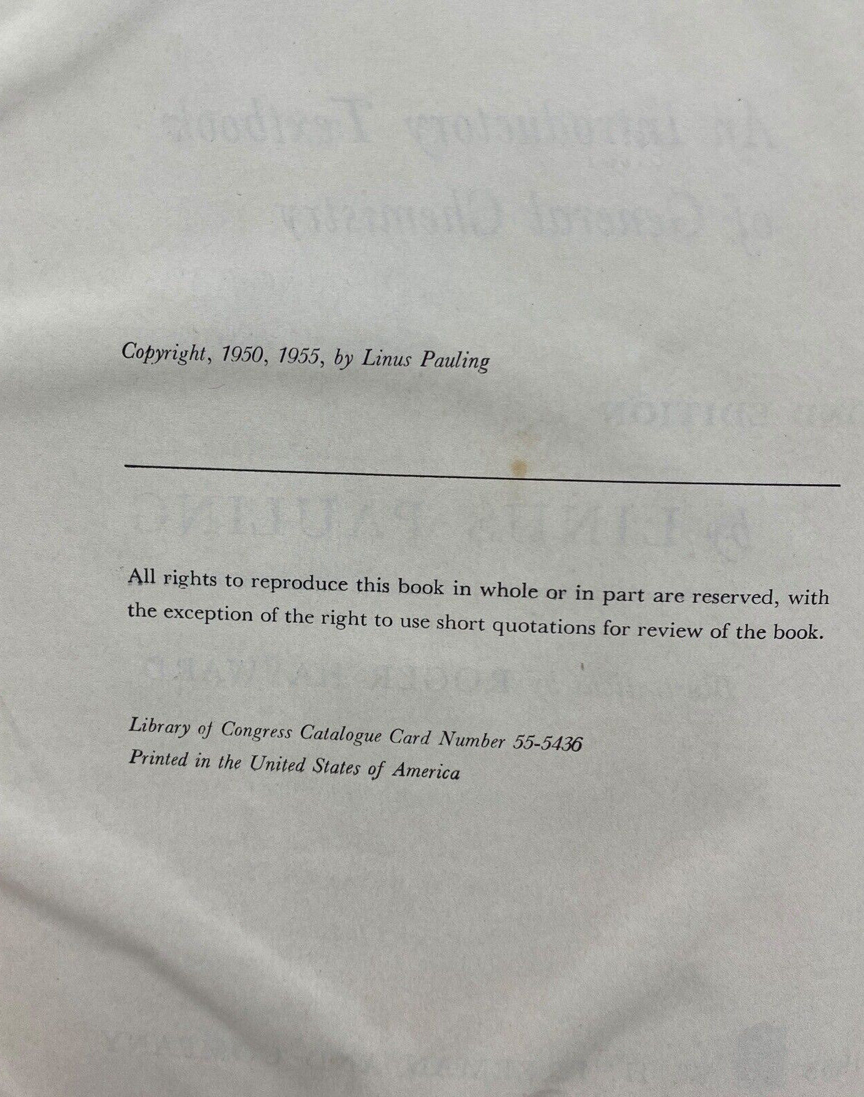 College Chemistry By Linus Pauling Second Edition 1955