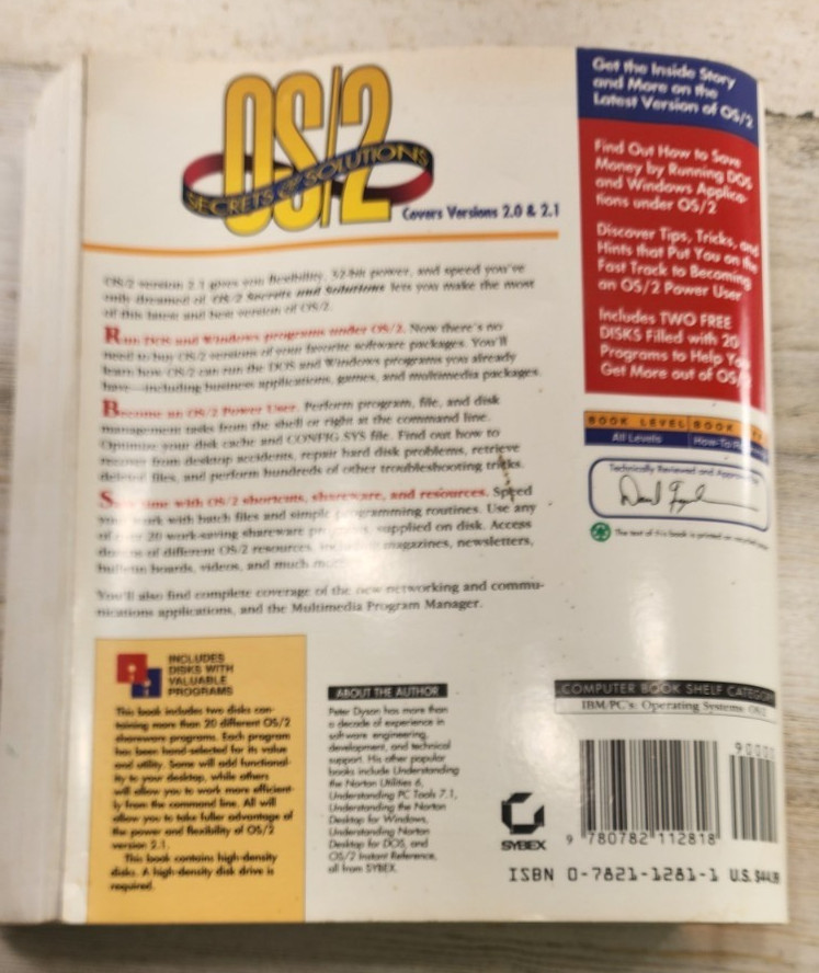 Os/2 Secrets & Solutions Covers Versions 2.0 and 2.1 Peter Dyson 2021 No Disk