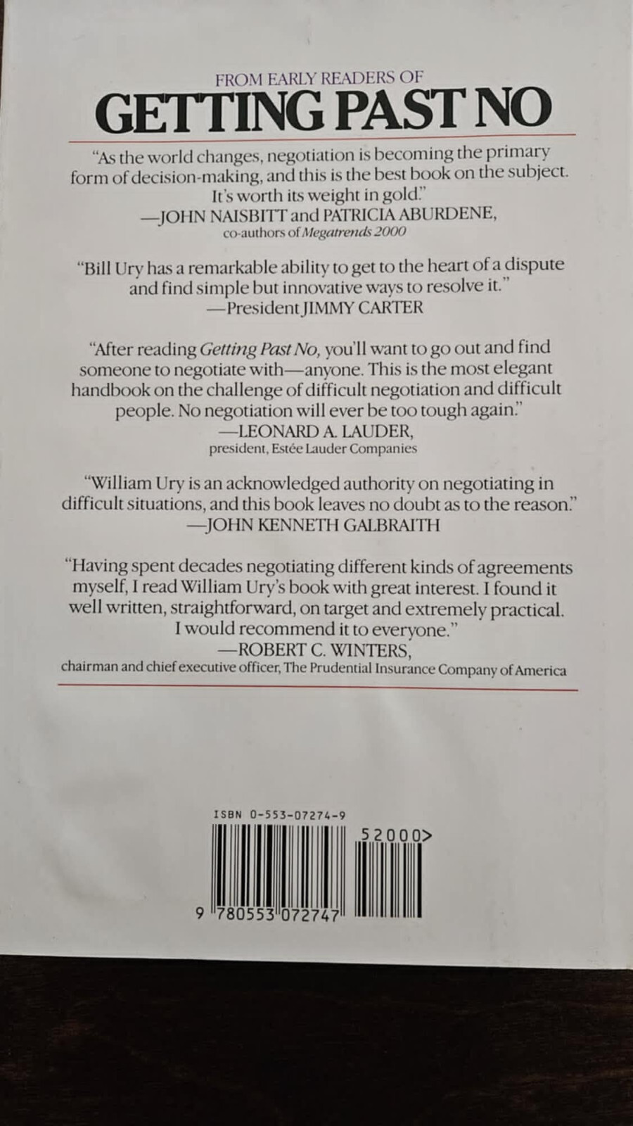 Getting Past No: Negotiating With Difficult People by William Ury