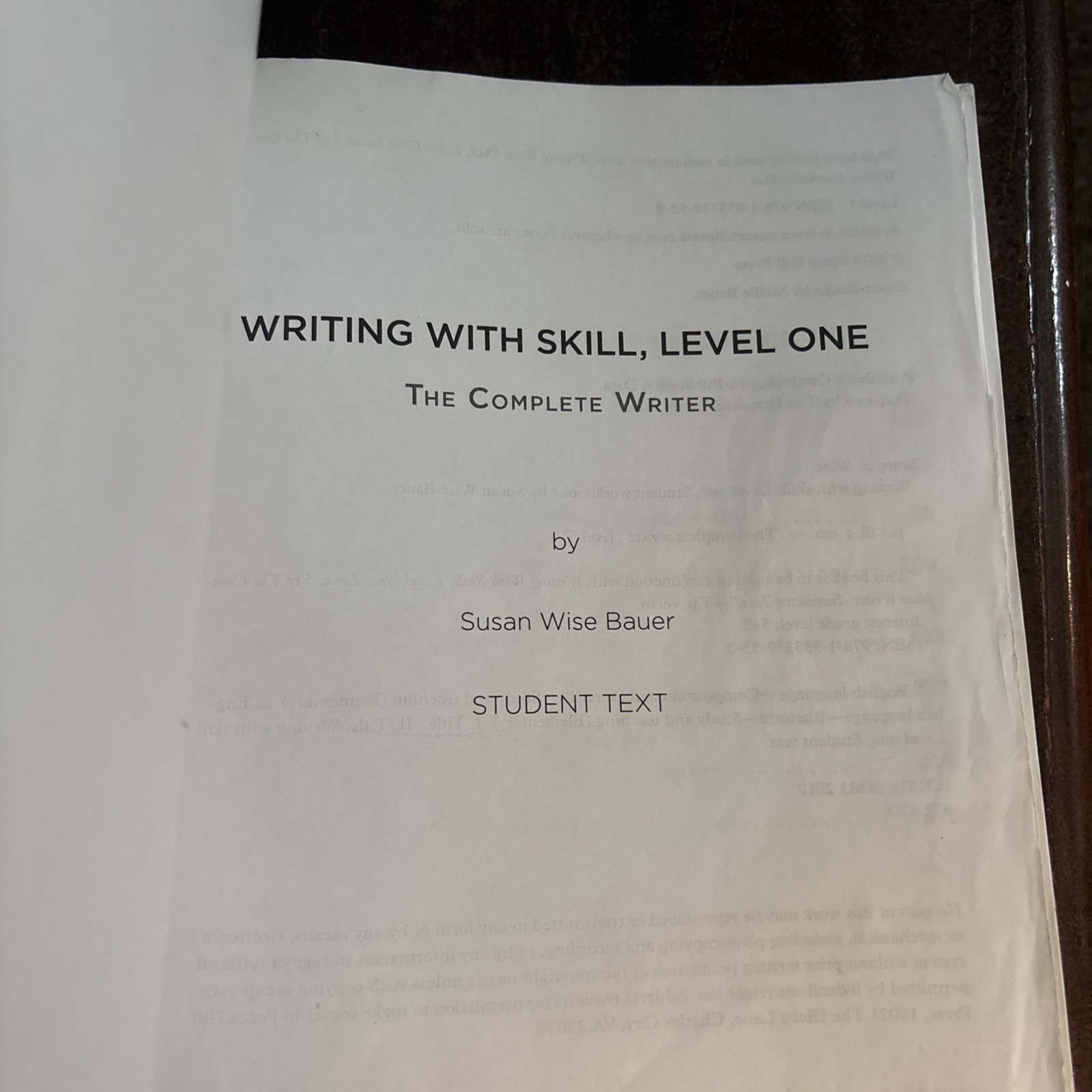 Writing with Skill Student Workbook Level 1 The Complete Writer Susan Wise Bauer