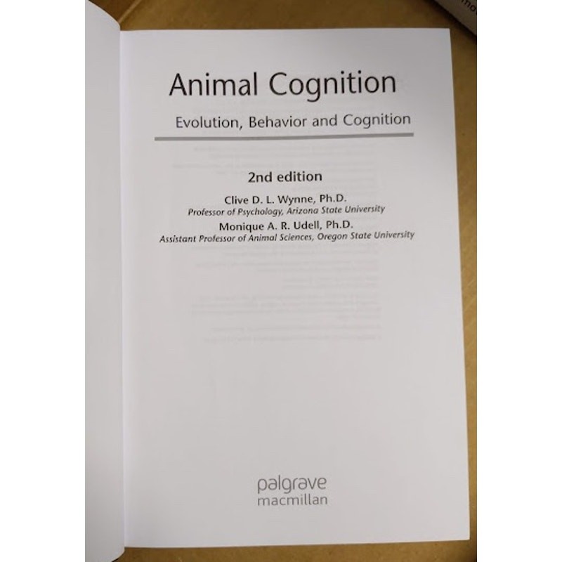 Textbook ANIMAL COGNITION Evolution, Behavior, and Cognition – 2nd Edition Wynne