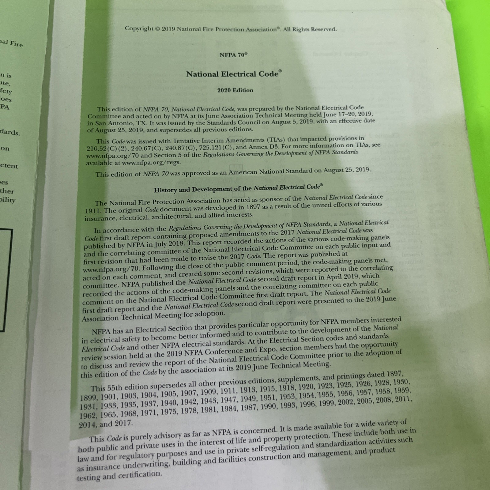 National Electrical Code 2020, (NFPA) National Fire Protection Association, Good