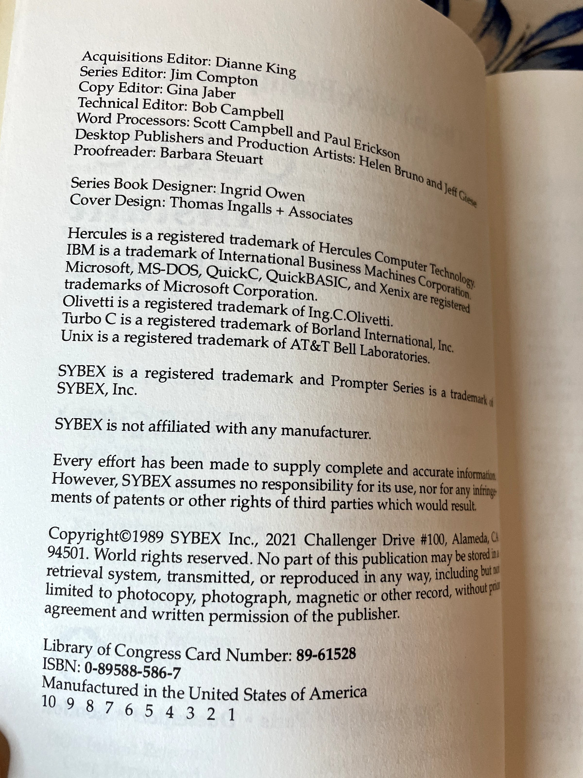 Quick C Instant Reference, J. Daniel Gifford, Paperback, For Version 2.0, 1989