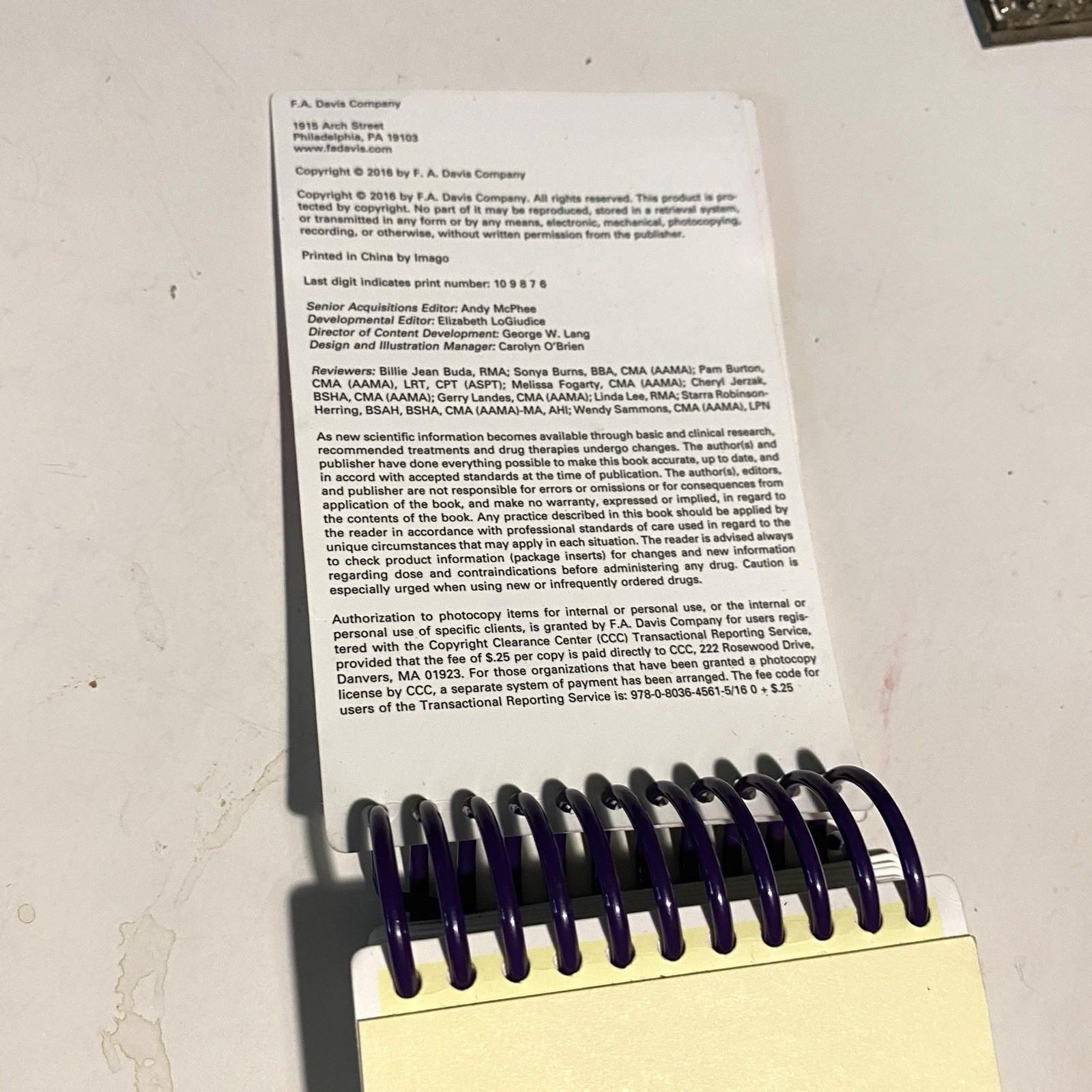 MA Notes 3rd Edition Spiral Bound Book Pocket Size Medical Asst. Write And Wipe
