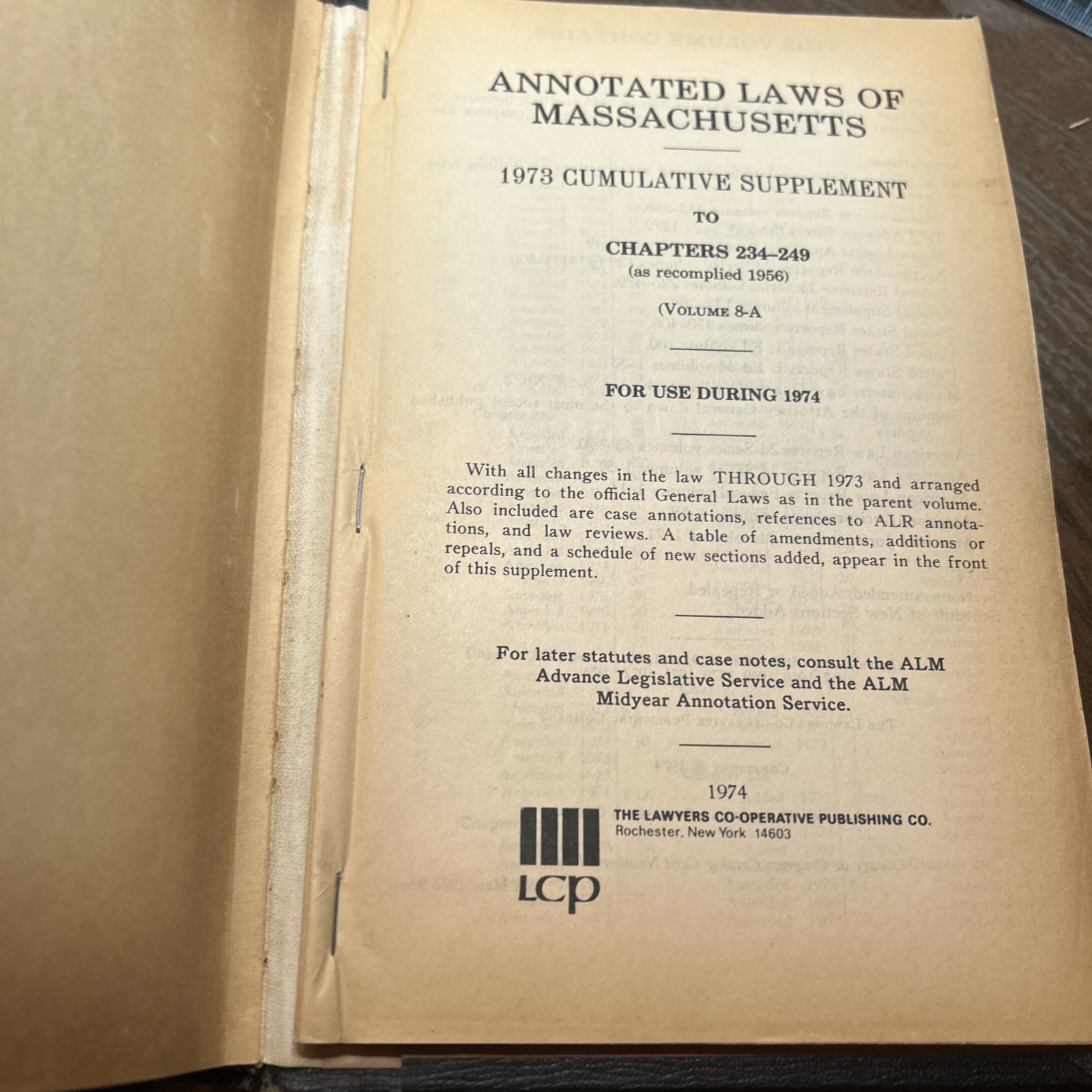 Annotated Laws Of Massachusetts Volume 8-A Chapters 234-249