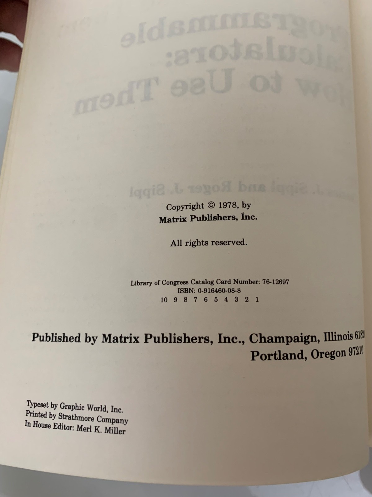Programmable calculators: How to Use Them by Charles Sippl TPB 1978 Good