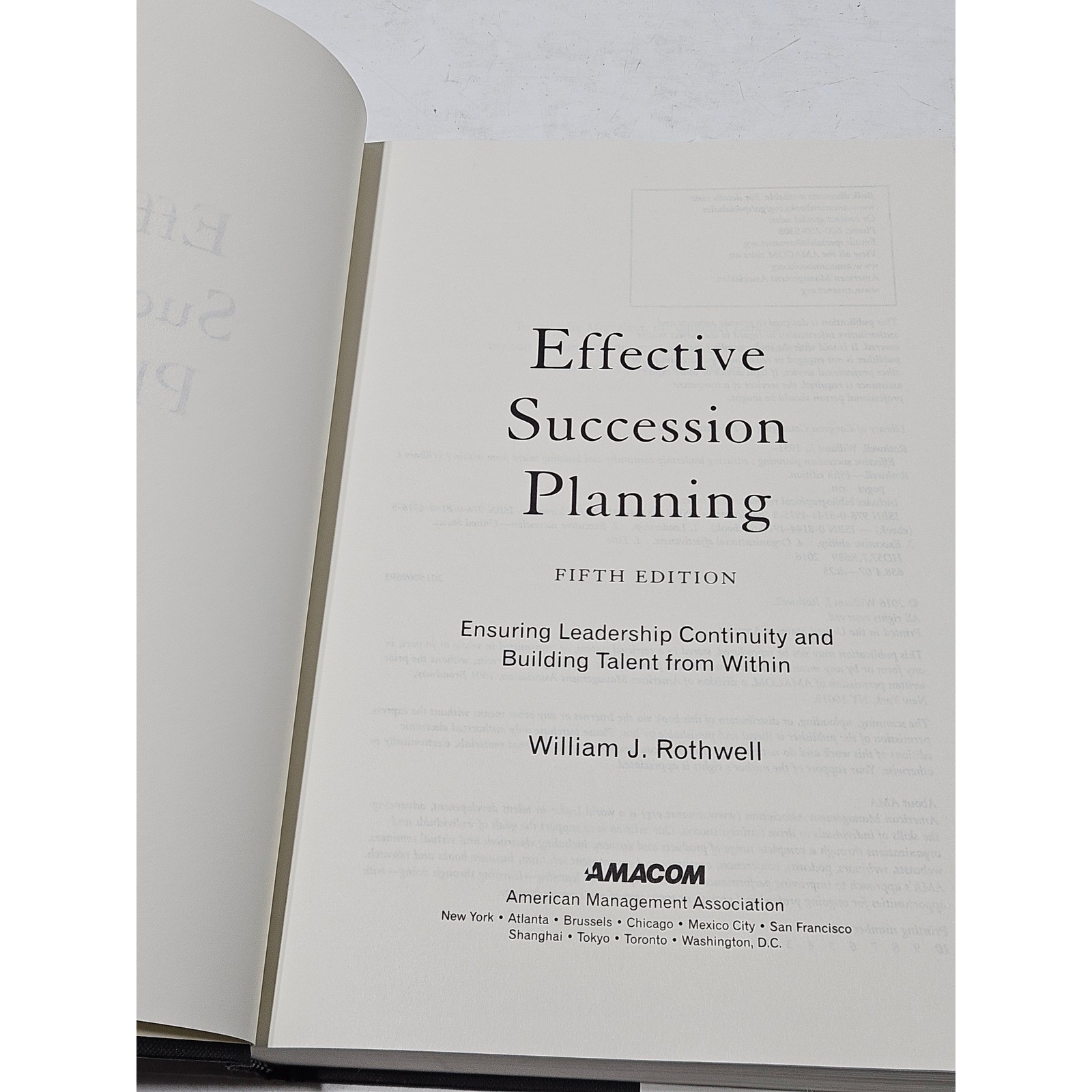 Effective Succession Planning Fifth Edition William J. Rothwell Hardcover AMACOM