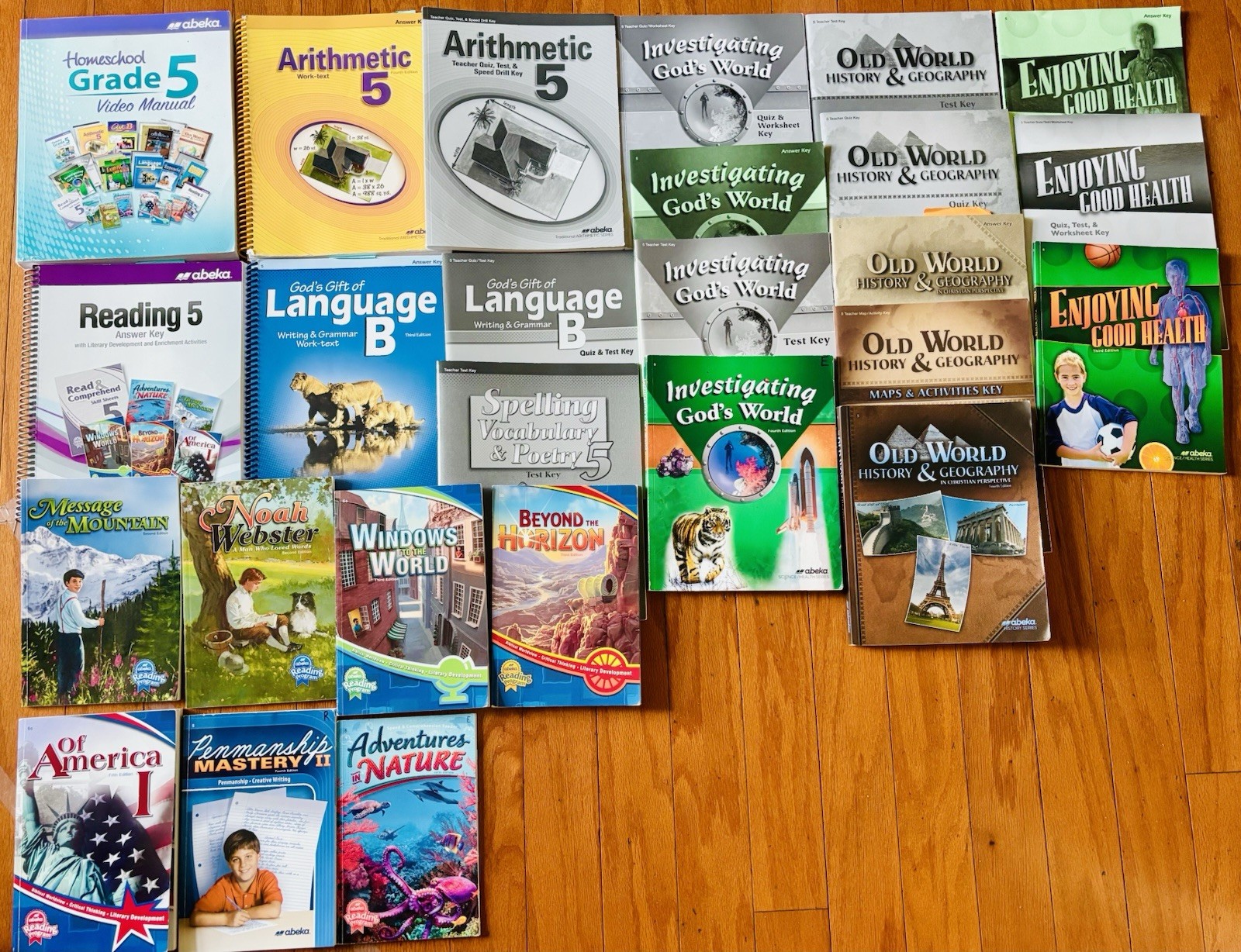 Abeka Grade 5 Textbook Set Arithmetic Language Reading History Science Health