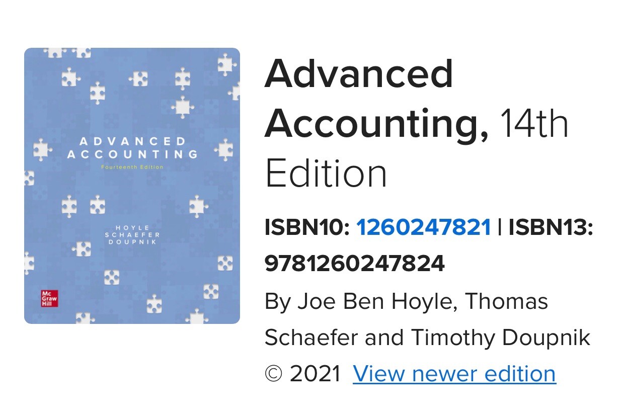 Loose Leaf for Advanced Accounting by Thomas Schaefer, Joe Ben Hoyle and Timothy