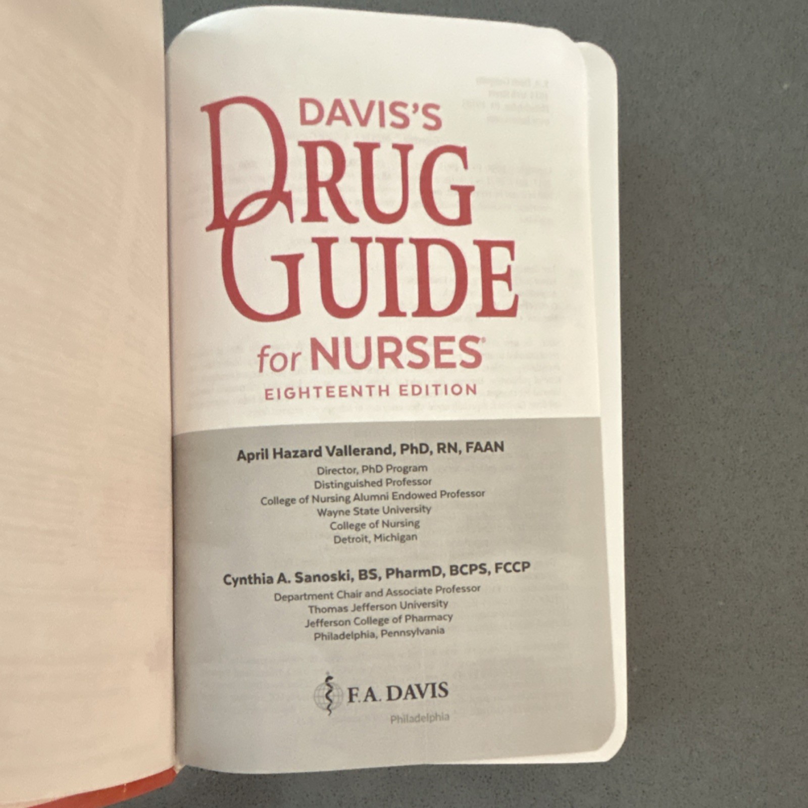 Davis’s Drug Guide for Nurses, 18th Ed. by Vallerand & Sanoski, Paperback