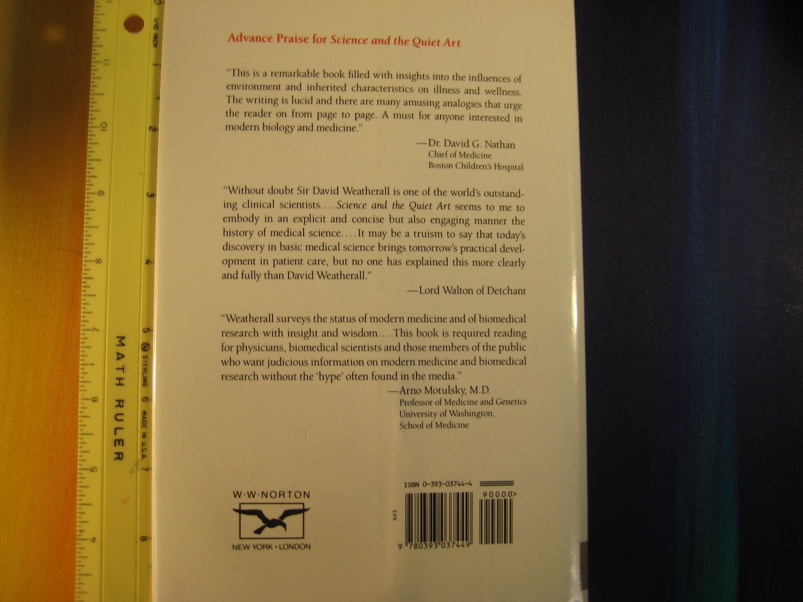 Science and the Quiet Art Weatherall Medical Research in Health Care Book HC