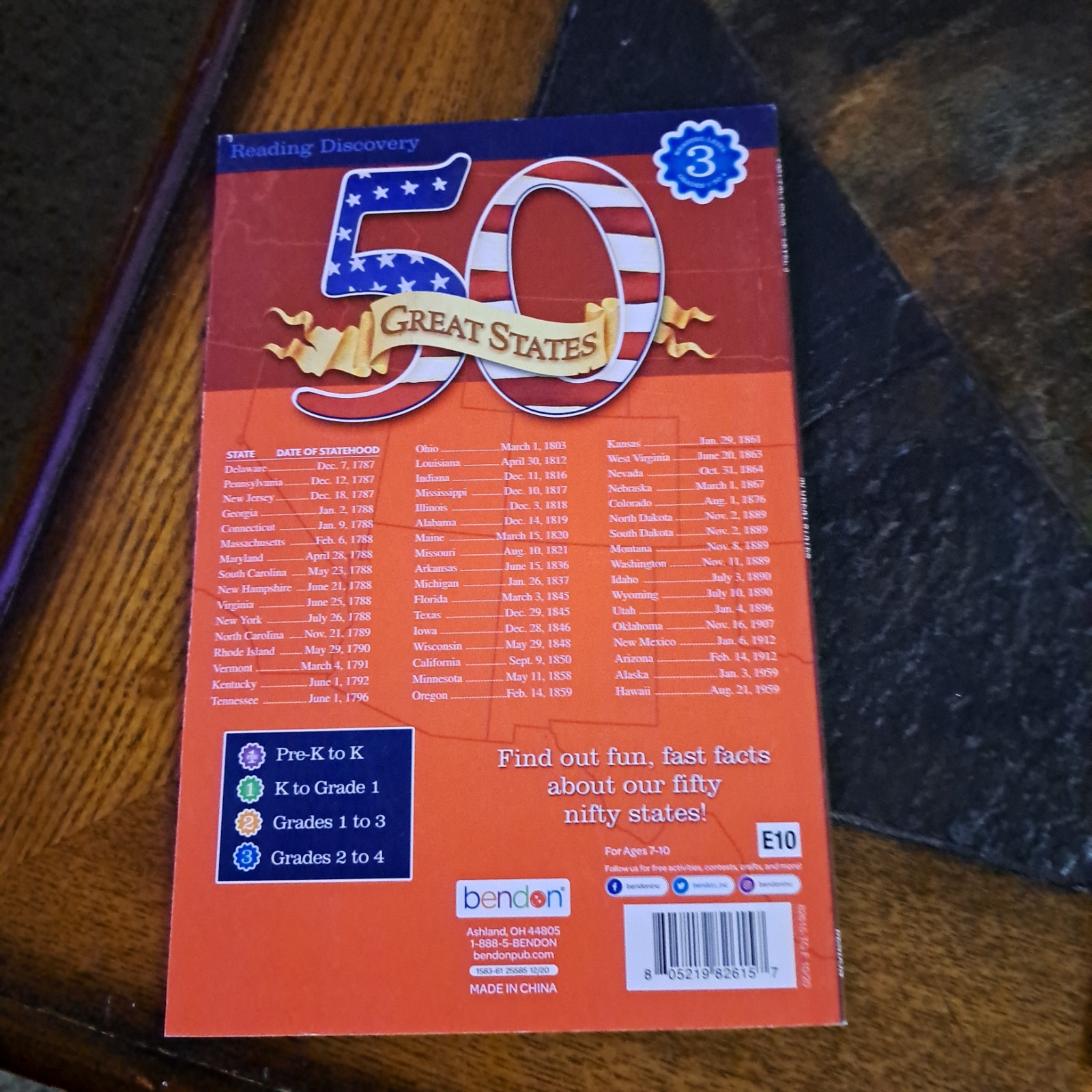 Bendon Reading Discovery (Level 3) 50 Great States Book Non-fiction Paperback.