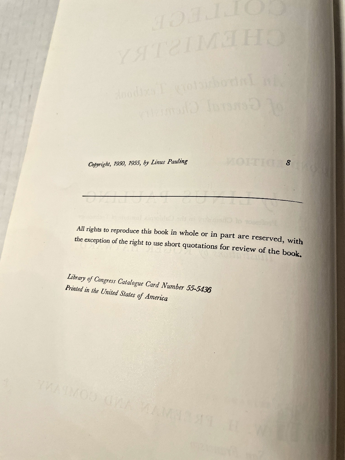 [20% OFF] 1955 College Chemistry by Linus Pauling 2nd Edition