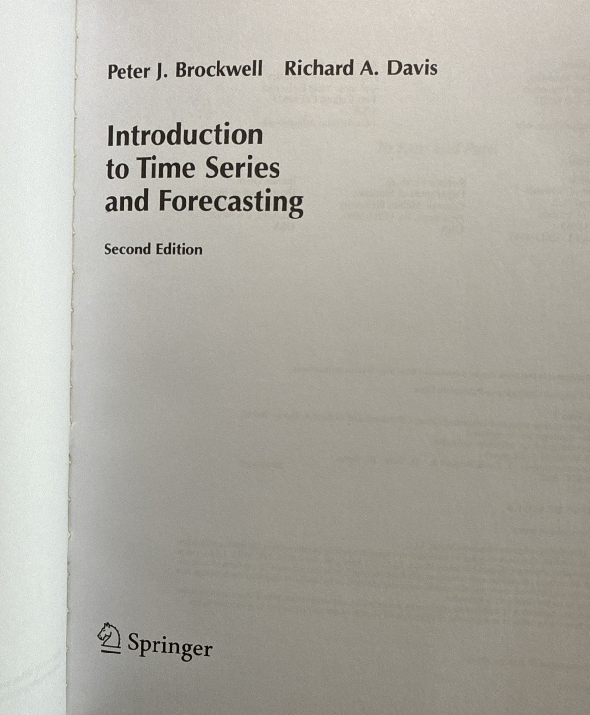 Springer Texts Statistics Ser Introduction to Time Series and Forecasting 2nd