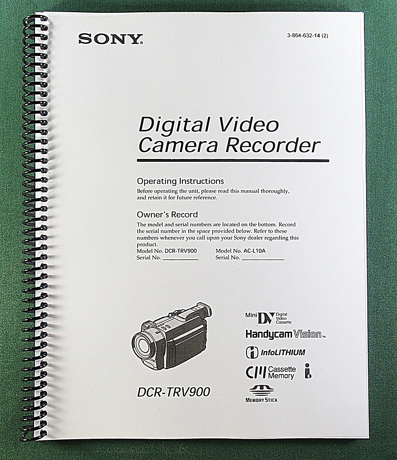 Sony DCR-TRV900 Instruction Manual: 120 Pages & Protective Covers!