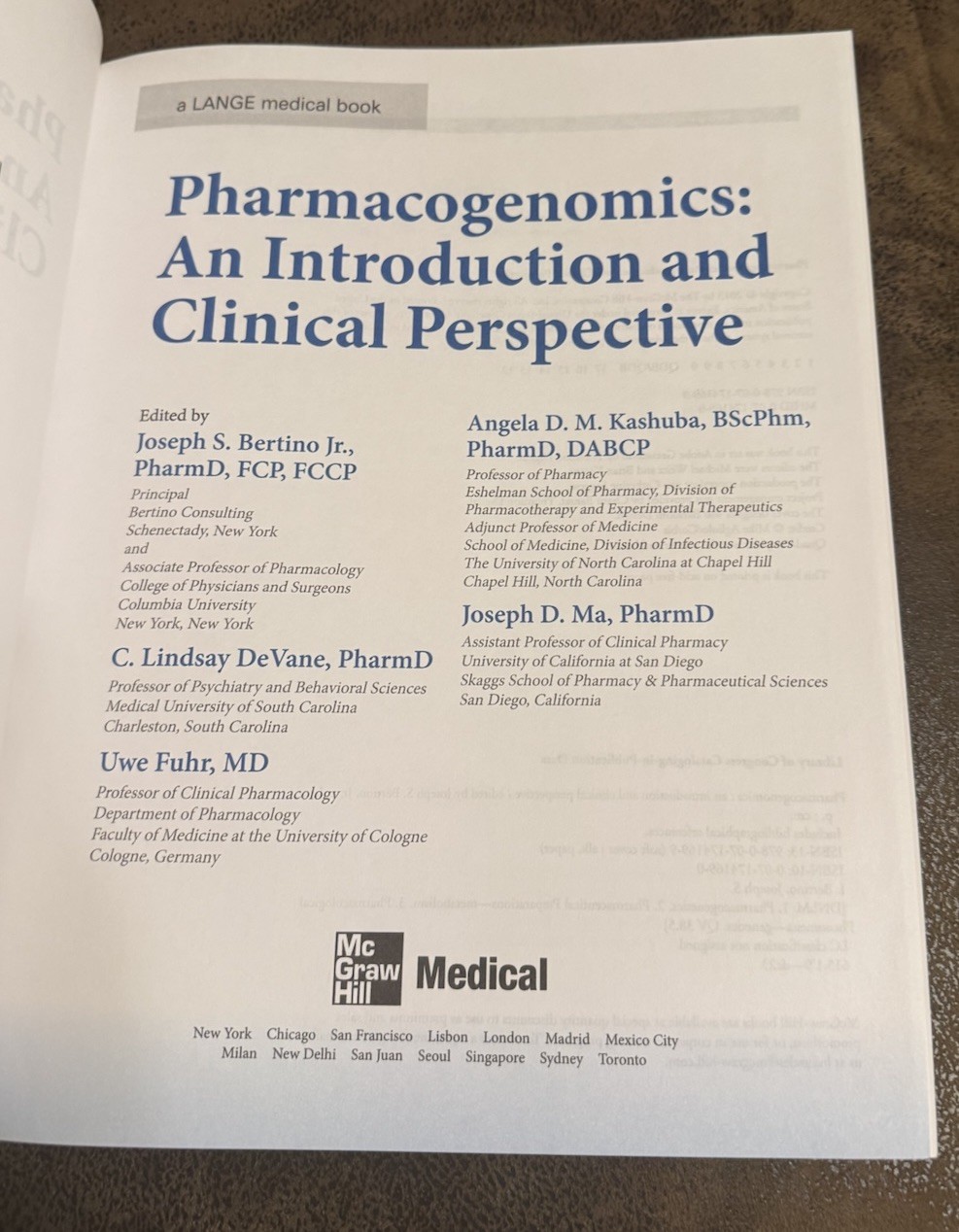 Pharmacogenomics: An Introduction & Clinical Perspective (2012) NEW 0071741690