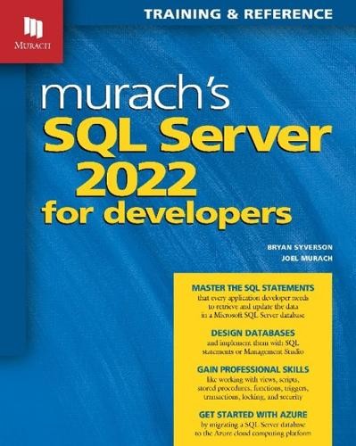 Bryan Syverson Murach’s SQL Server 2022 for Developers (Paperback) (UK IMPORT)