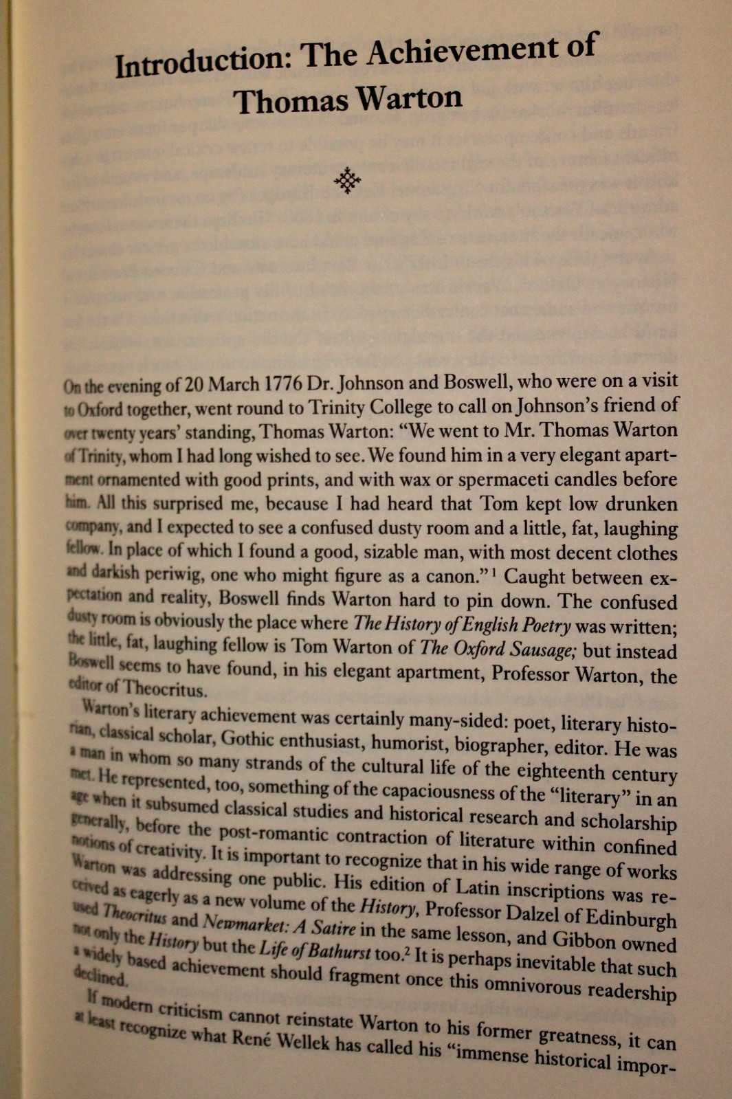 THE CORRESPONDENCE OF THOMAS WARTON Edited by D. Fairer (1995 HB) 1st/1st