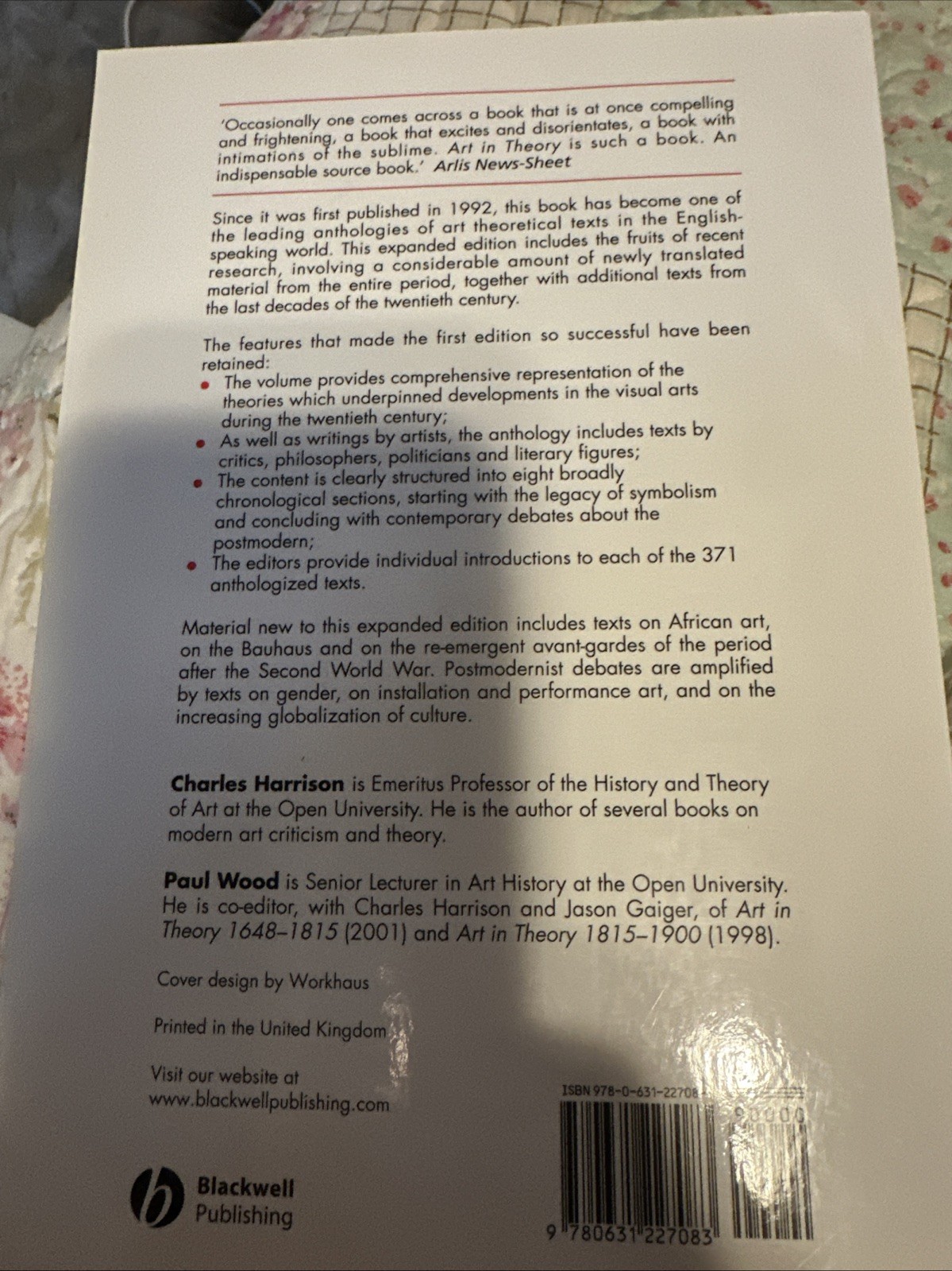 Art in Theory 1900 – 2000 : An Anthology of Changing Ideas by Paul Wood