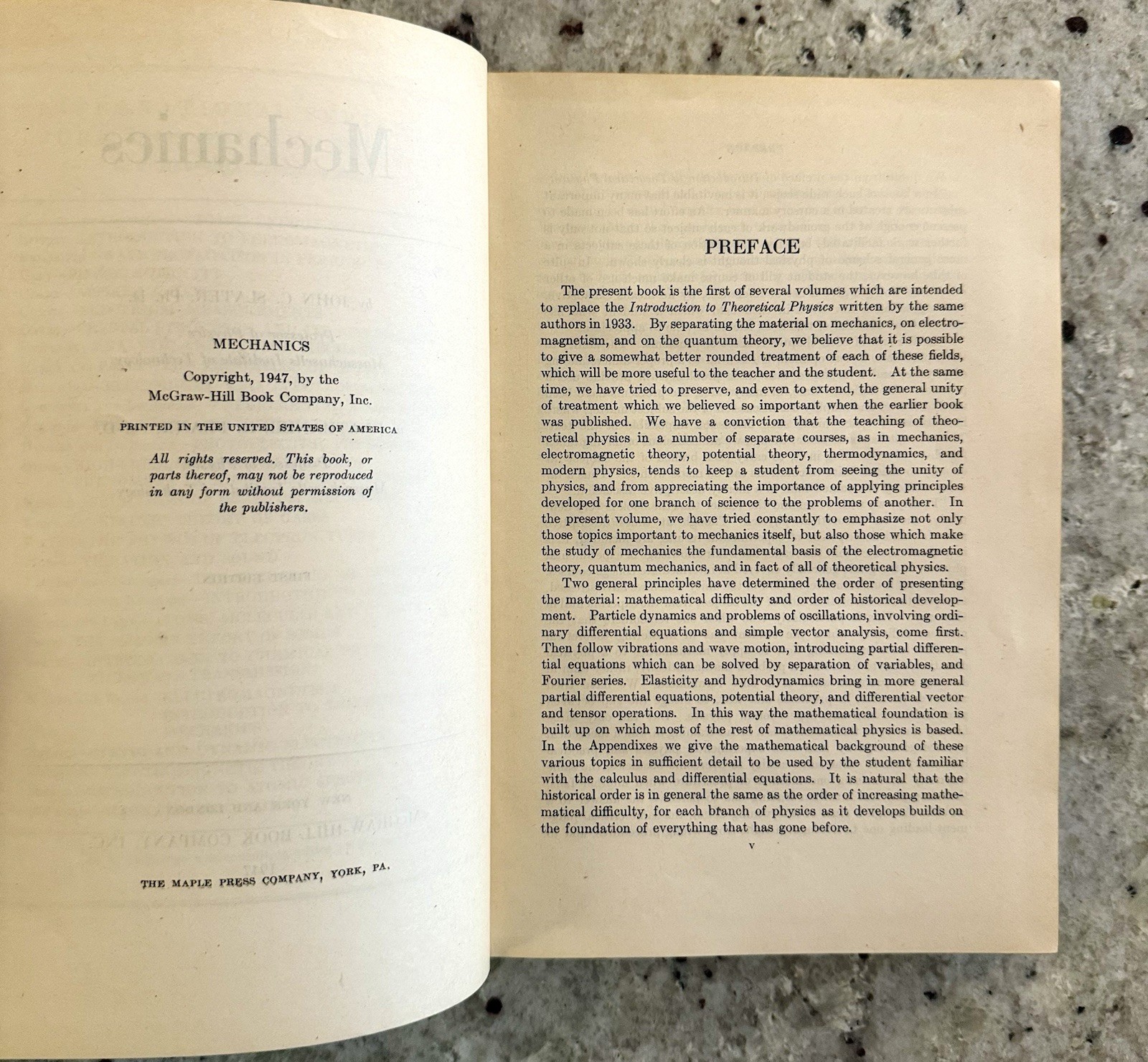 VTG 1947 Mechanics 1st Edition by Slater & Frank HC VG