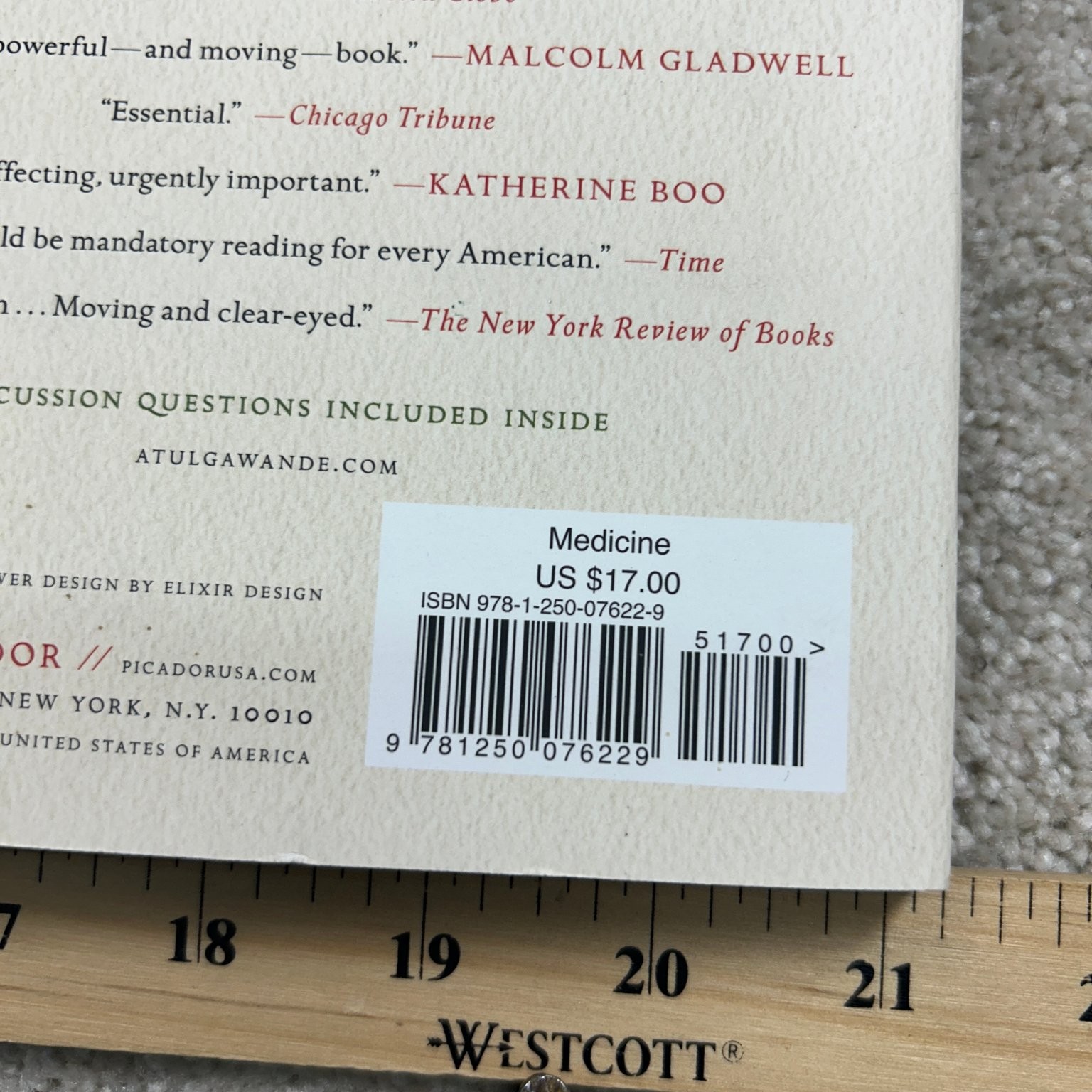 Being Mortal Atul Gawande 2017 First Picador Edition Medicine Picador