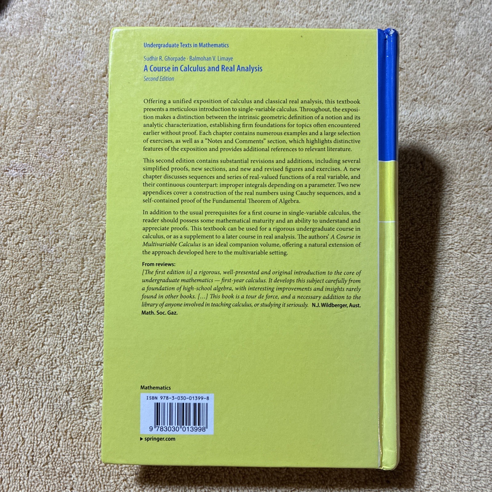 Course in Calculus and Real Analysis (2nd Ed HC) Springer 2018