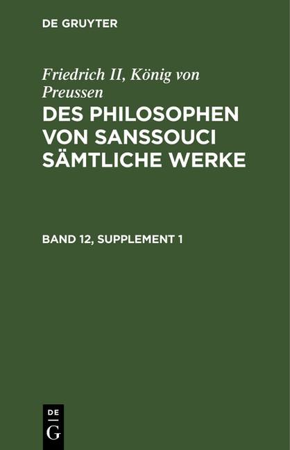 Des Philosophen Von Sanssouci S?Mtliche Werke