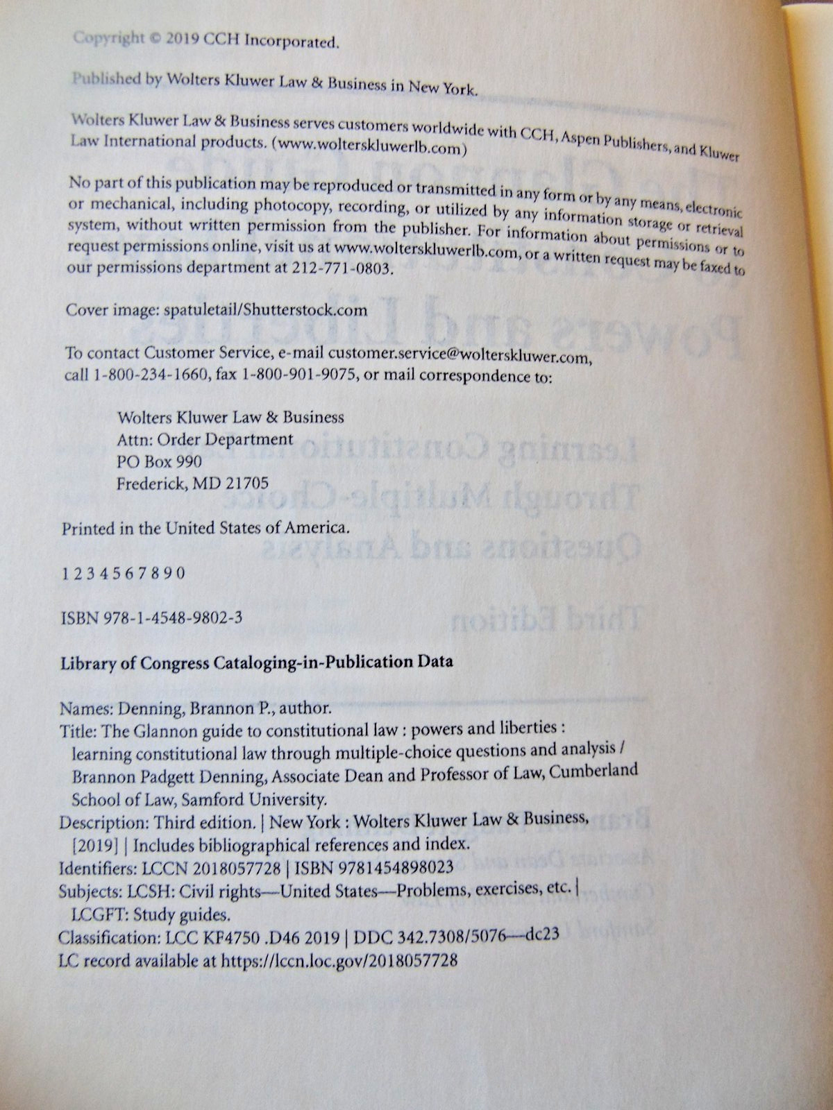 Glannon Guide to Constitutional Law PB 3rd Ed. Denning