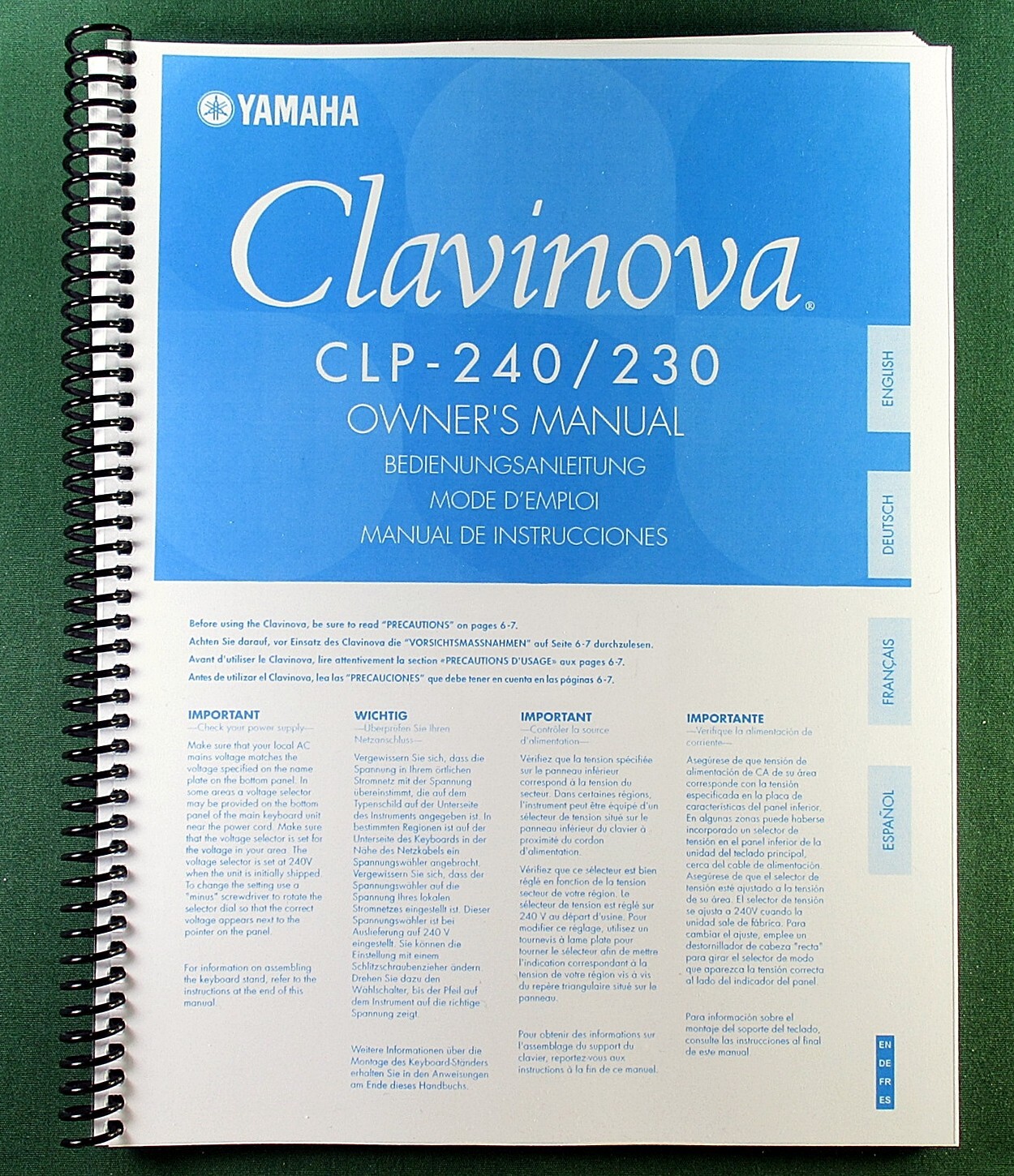 Yamaha CLP-240 CLP-230 Instruction Manual: 90 Pages & Protective Covers!