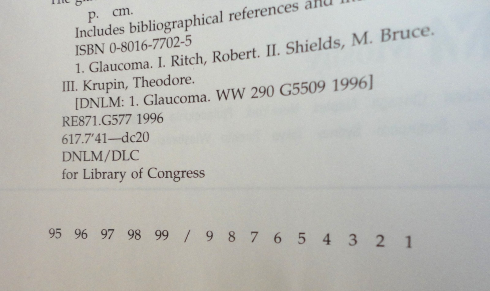 1995 The Glaucomas Basic Sciences Volume 1 Ritch HC 1st Printing 2nd Edition