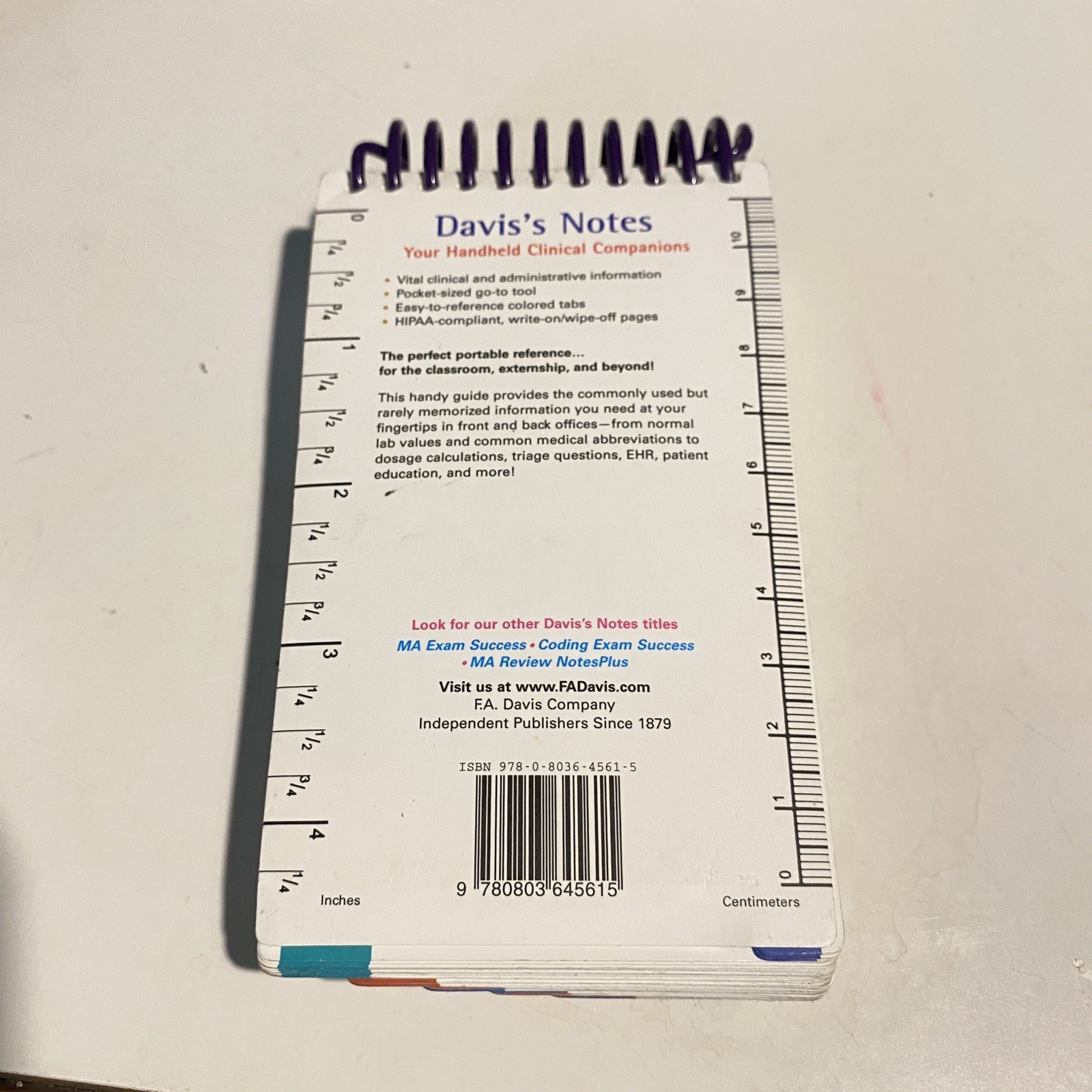 MA Notes 3rd Edition Spiral Bound Book Pocket Size Medical Asst. Write And Wipe