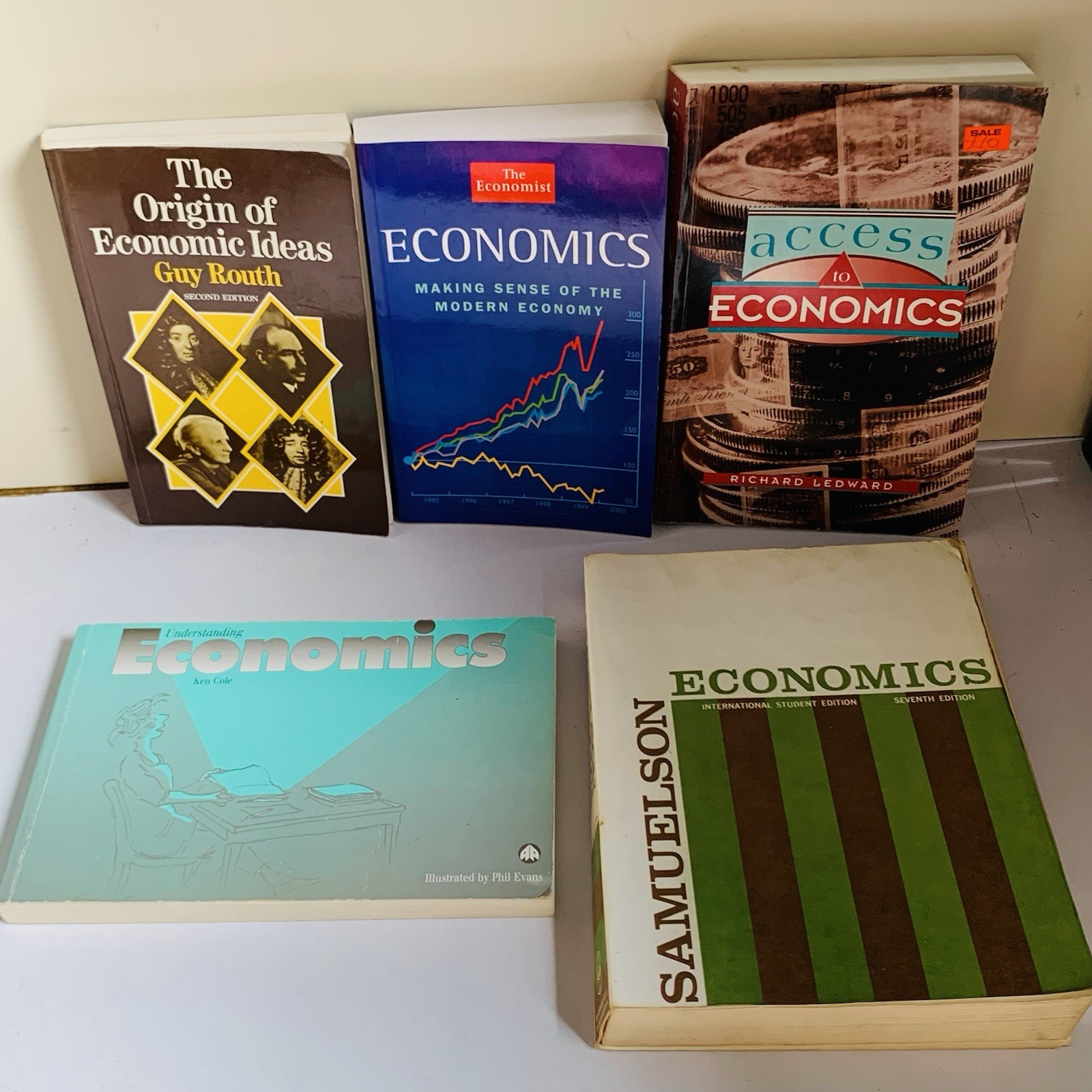Economics Book Bundle x 5 Mixed Paperback Vintage Lot Samuelson Economist etc
