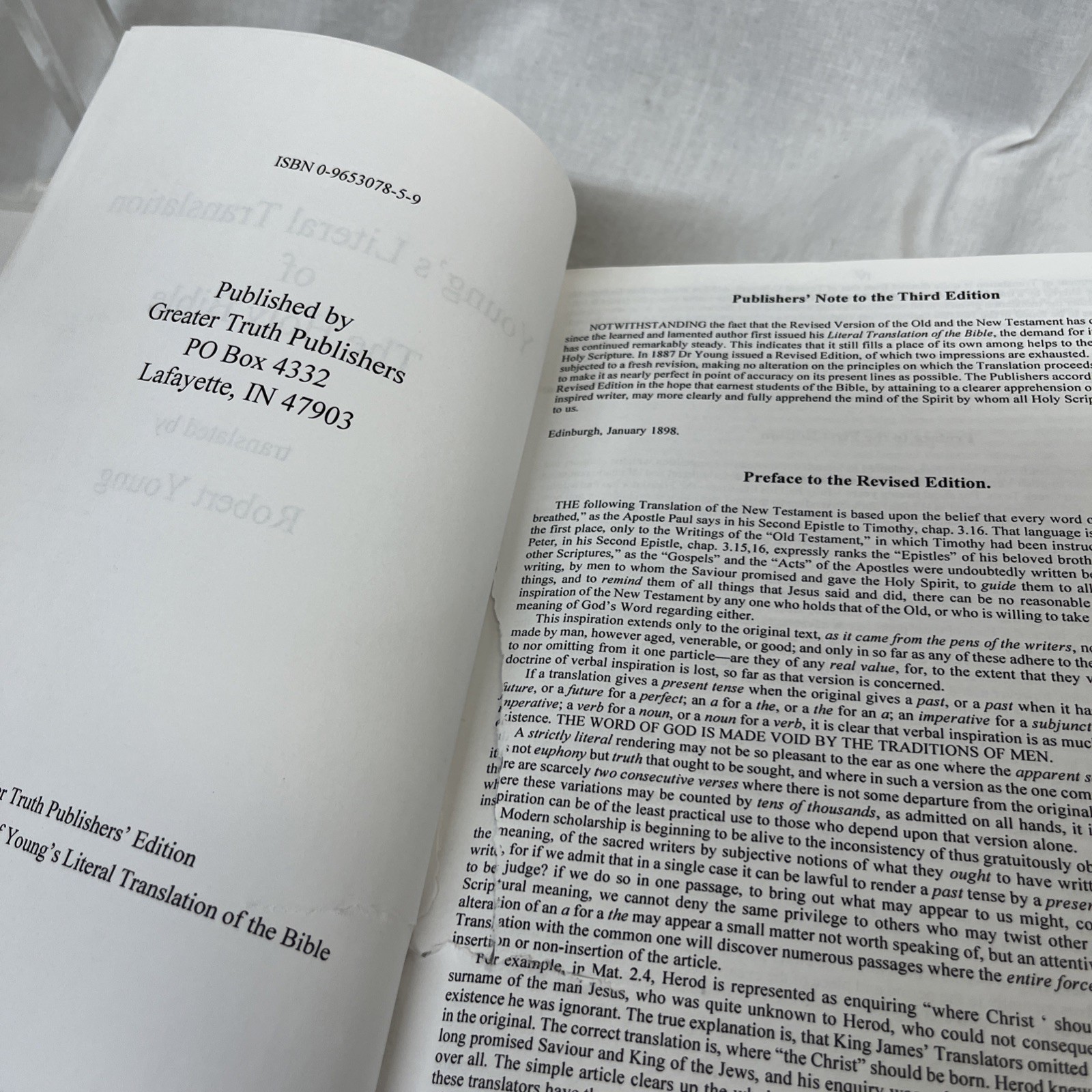 Young’s Literal Translation of the Bible – (2004) Hardcover- No Dust Jacket