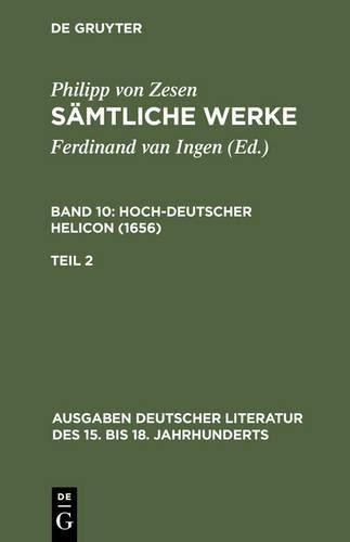 Philipp Von Zesen Sämtliche Werke. Bd 10 (Hardback)