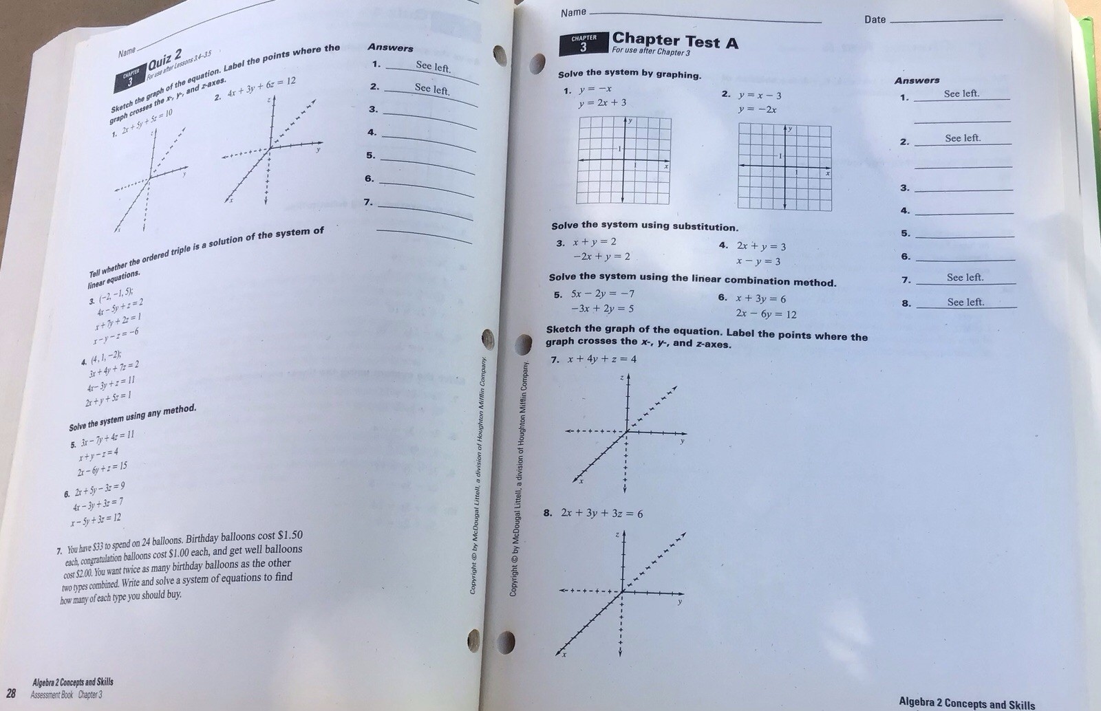 Algebra 2 Concepts And Skills Tests Student Solutions Larson Mcdougal Set Of 4