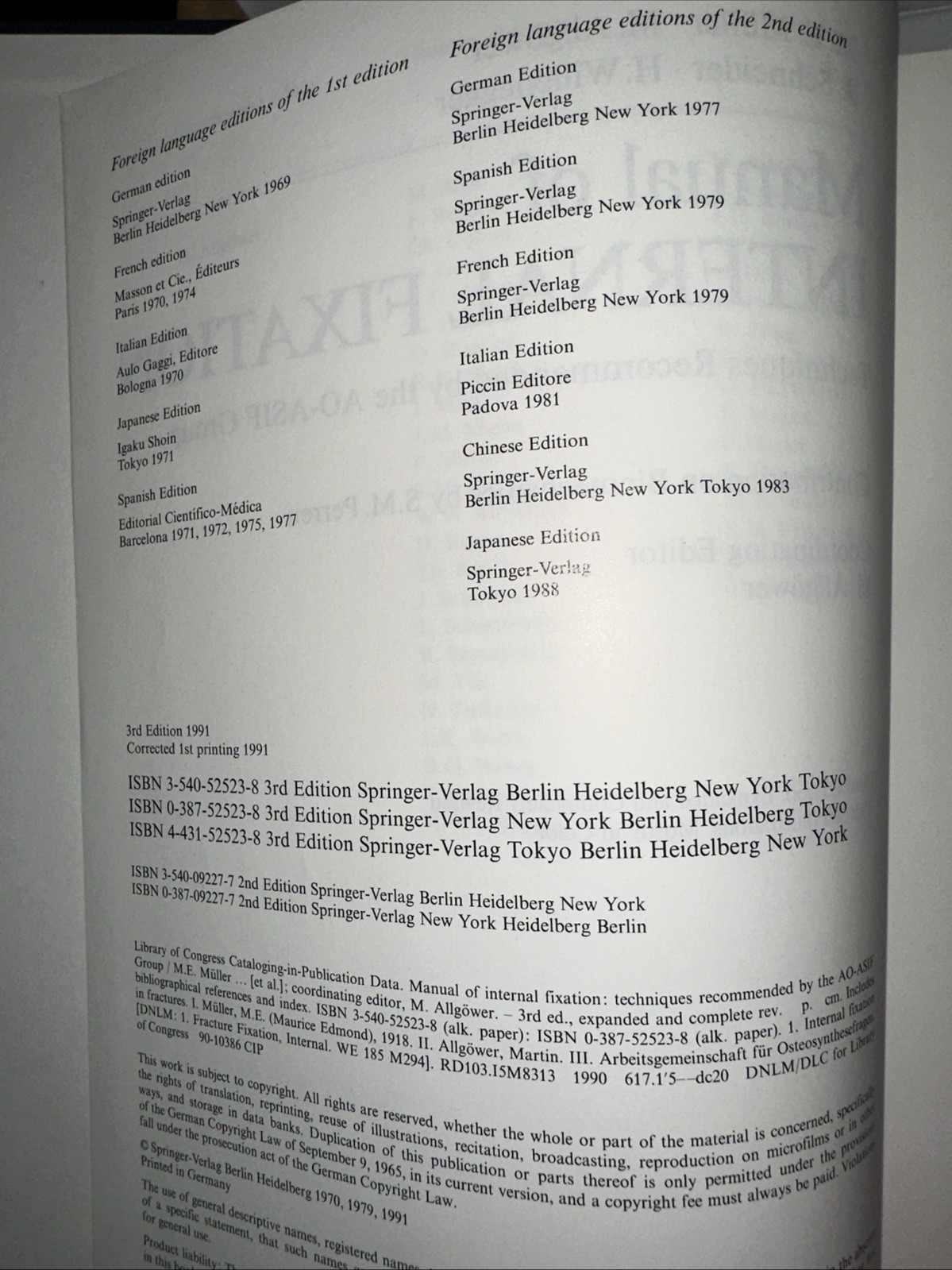 Manual of Internal Fixation : Techniques Recommended by the AO-ASIF Group 3rd Ed